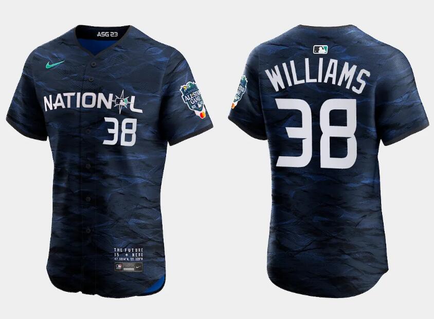 Men's Milwaukee Brewers #38 Devin Williams Royal 2023 All-star Flex Base Stitched Baseball Jersey Men's Milwaukee Brewers #38 Devin Williams Royal 2023 All-star Flex Base Stitched Baseball Jersey